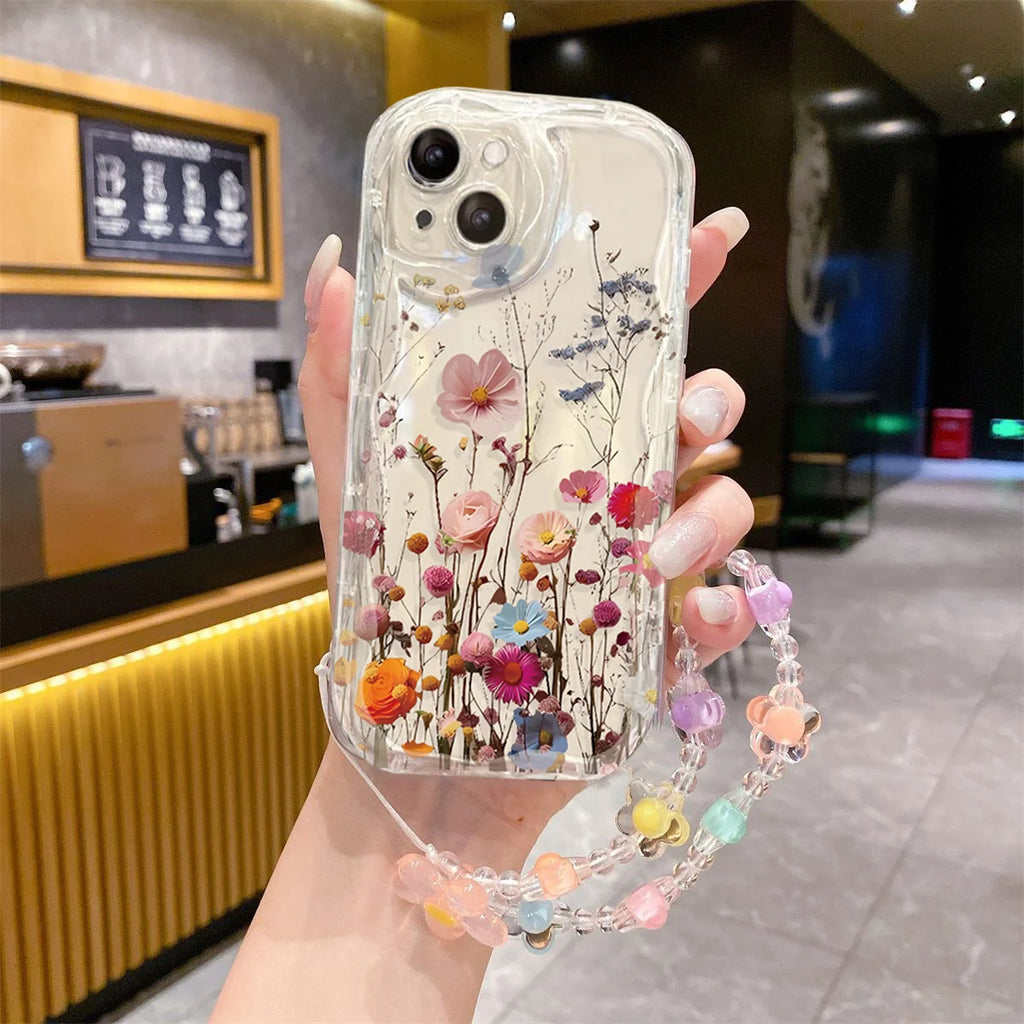 Tulip Flower Chain Case For Samsung Galaxy A17 A16 A36 A26 A56 A55 A35 A25 A15 A07 A06 A32 A50S A51 M16 cover Bracelet