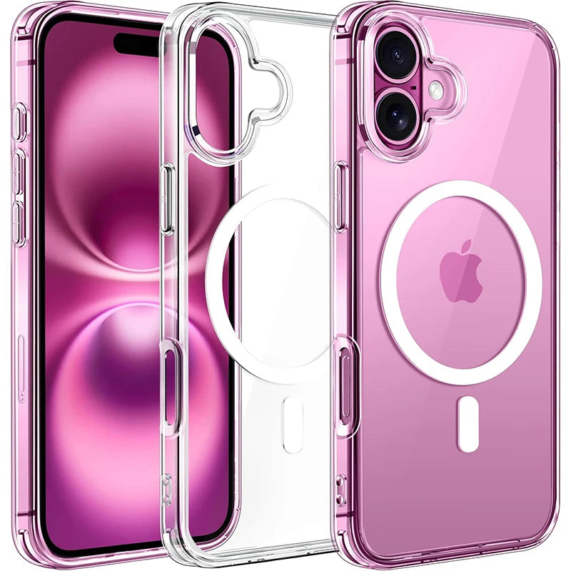 Luxury Magnetic Wireless Charge For Magsafe Case for iPhone 17 16 15 14 13 12 11 Pro Max Plus Mini Back Cover Transparent  2030