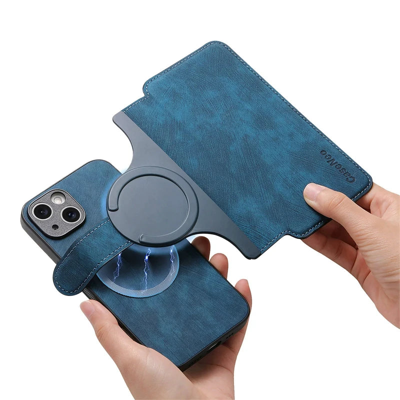 2 in 1 Magnetic Flip Leather Case for IPhone 17 Air 16 E 15 14 13 12 Pro Max Plus 17Air 16E 17Pro I17 Magsafe Card Wallet Cover