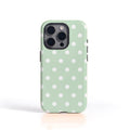 Fresh green polka dots ﻿Phone Case suitable for iPhone 17 16ProMax 15 14 14 12mini 7Plus XR 2in1 tough glossy case