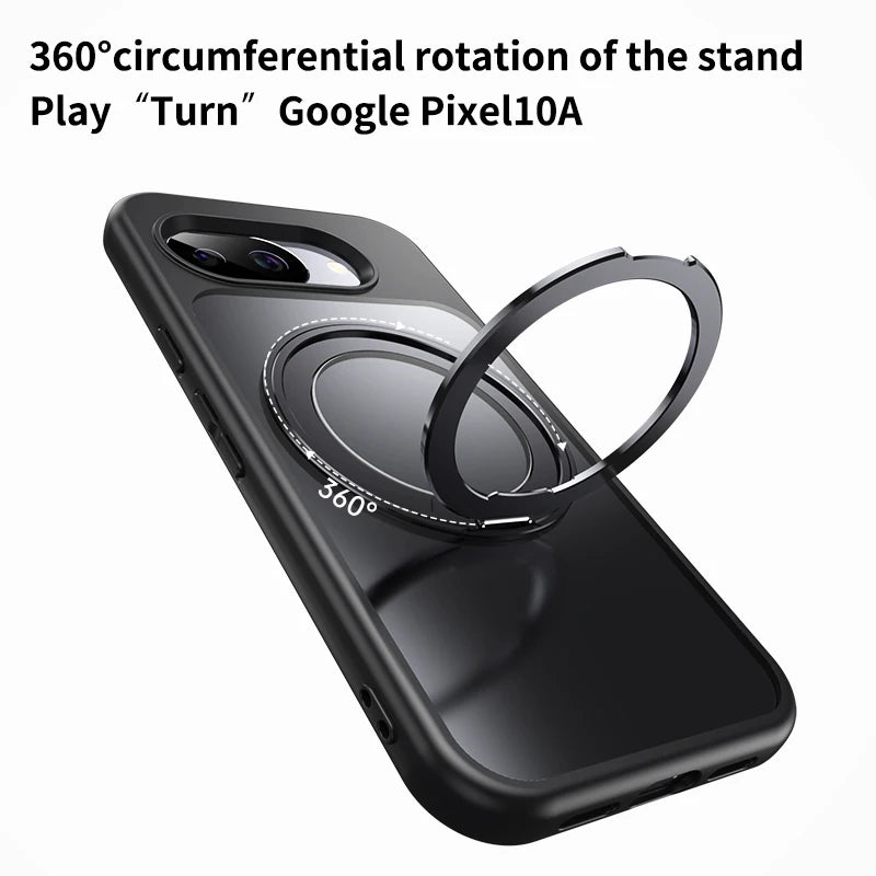 For Google Pixel 10a Case For MagSafe Magnetic 360 Holder Ring Cover Matte Transparent Shell Shockproof Bumper