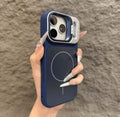 Fold Lens Stand Holder Bracket AG Matte Magnetic Case For iPhone 17 16 15 14 13 12/11 Pro Max For Magsafe Silicone Bumper Cover
