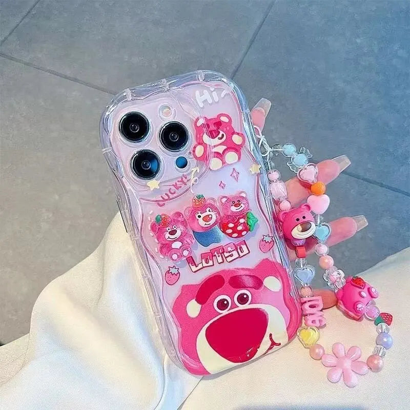 Casing For VIVO V50 Lite V40 V30E V30 V29E V27 V27E V25 V23E Y36 Y04 Y02S Y76 Y16 Y20 Y30 Y27 Case Strawberry Bear Lotso Chain