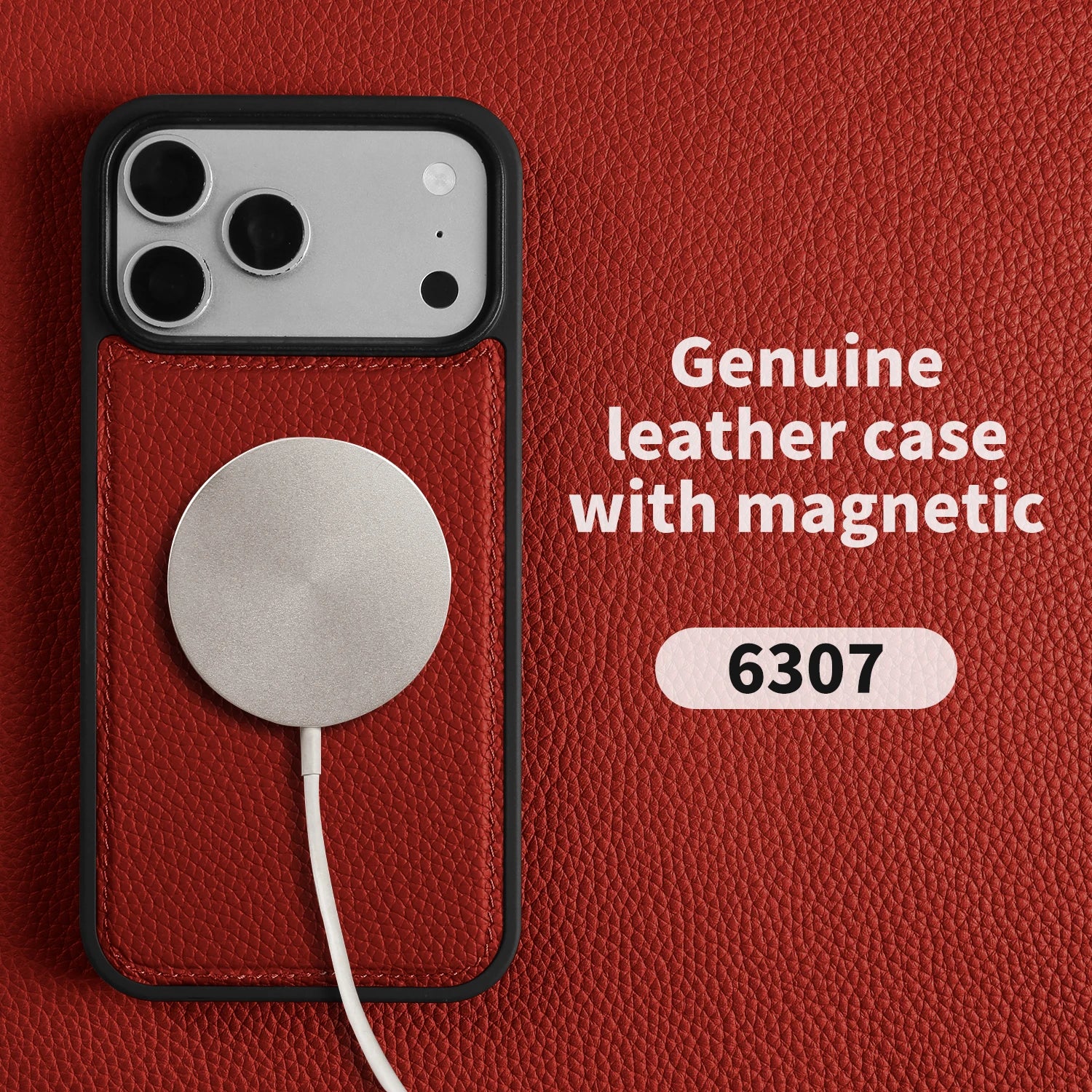 For Magsafe Lychee Genuine Leather Case For iphone 17 Pro Max 16 15 14 Air 17e 16e 11 12 13 Phone Case Magnetic Back Cover Coque
