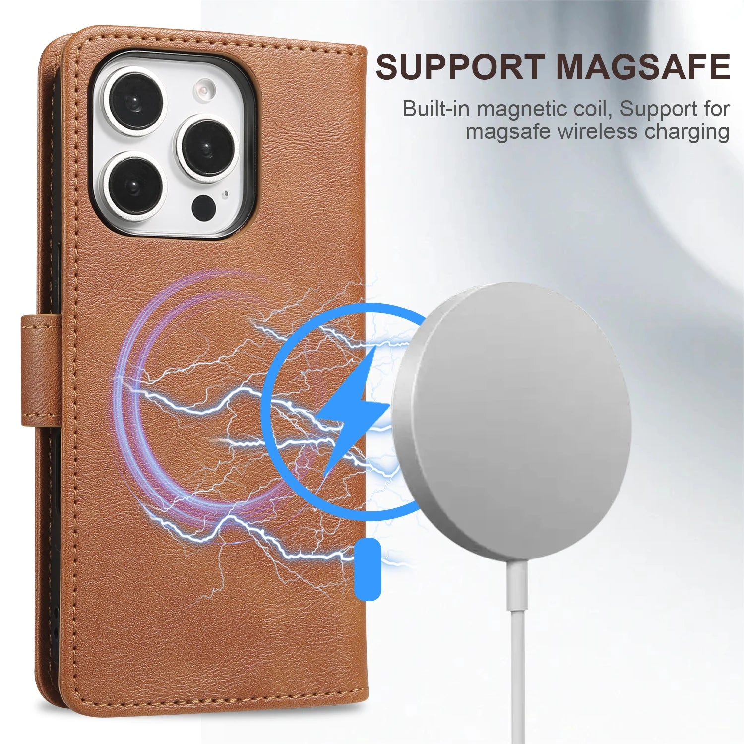 2 in 1 Detachable Card Solt Magnetic Wallet Leather Case For iPhone 16 Pro Max 15 Plus 14 13 12 Flip Bag Business For Magsafe