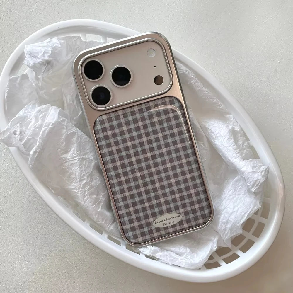 Fashionable Checkered Pattern Electroplated Drip Glue Phone Case For iPhone 17 Air 16 Pro Max 15 14 Plus 13 12 Pro 11 Back Cover