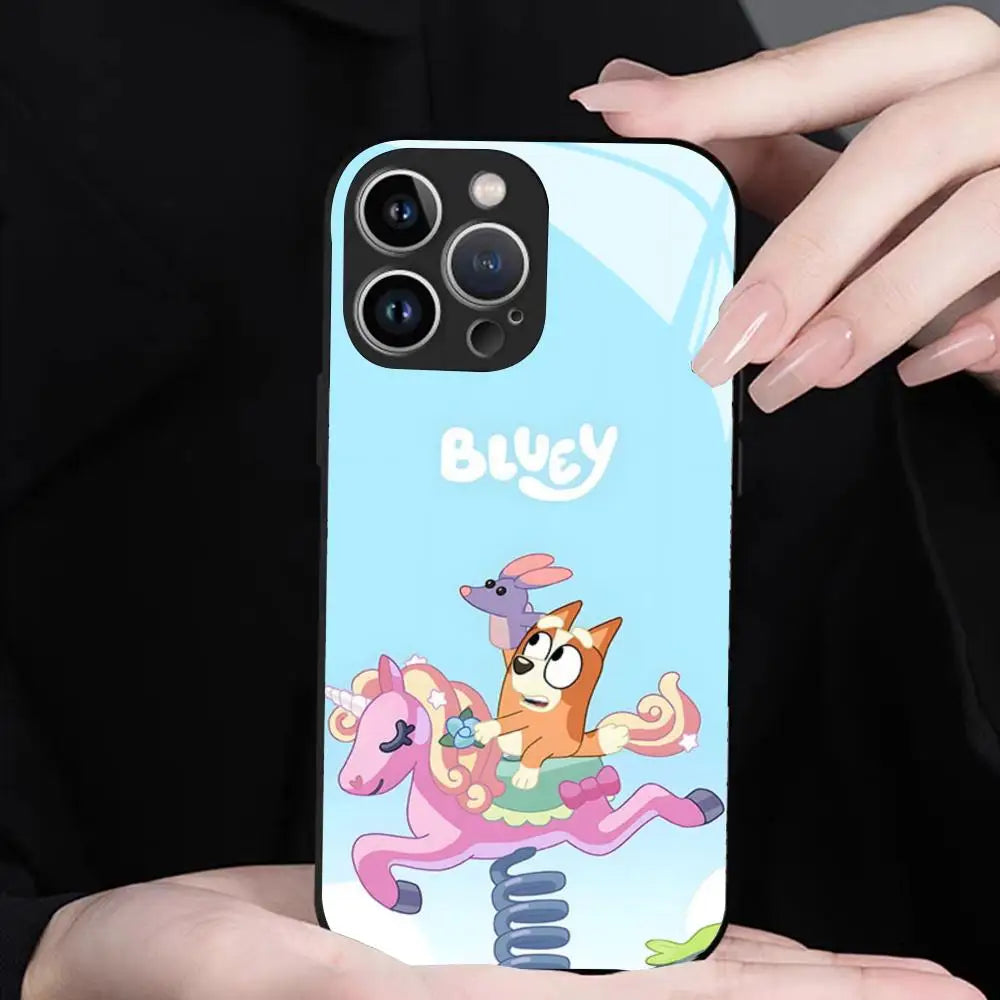 Cartoon Anime Blueys-S Phone Case For Iphone 17 16 15 14 13 12Pro Max Xr Air Plus Black Silver Hard Shell Cover