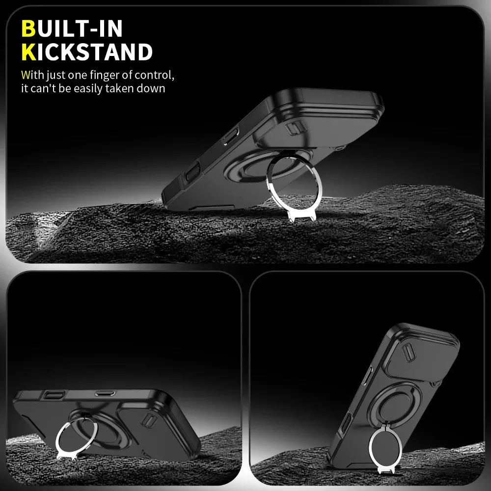 Slide Camera Protection for Magsafe Magnetic Wireless Charging Armor Case for IPhone 17 Air 16 15 Plus 14 13 12 11 Pro Max Cover