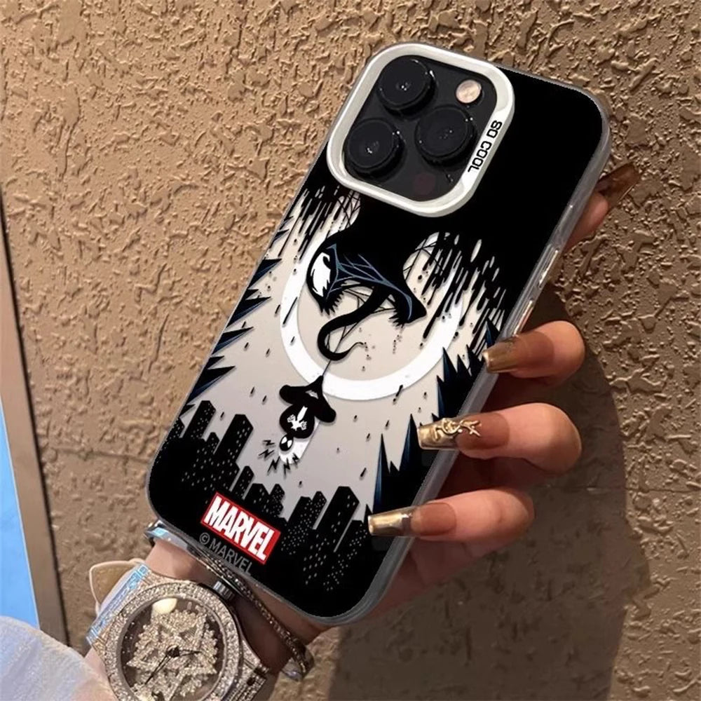 M-Marvels Venoms 3 New Movie Magsafe Magnetic Case for iPhone 11 12 13 14 15 16 Pro Max Plus Soft Silver Plated Anti Fall Cover