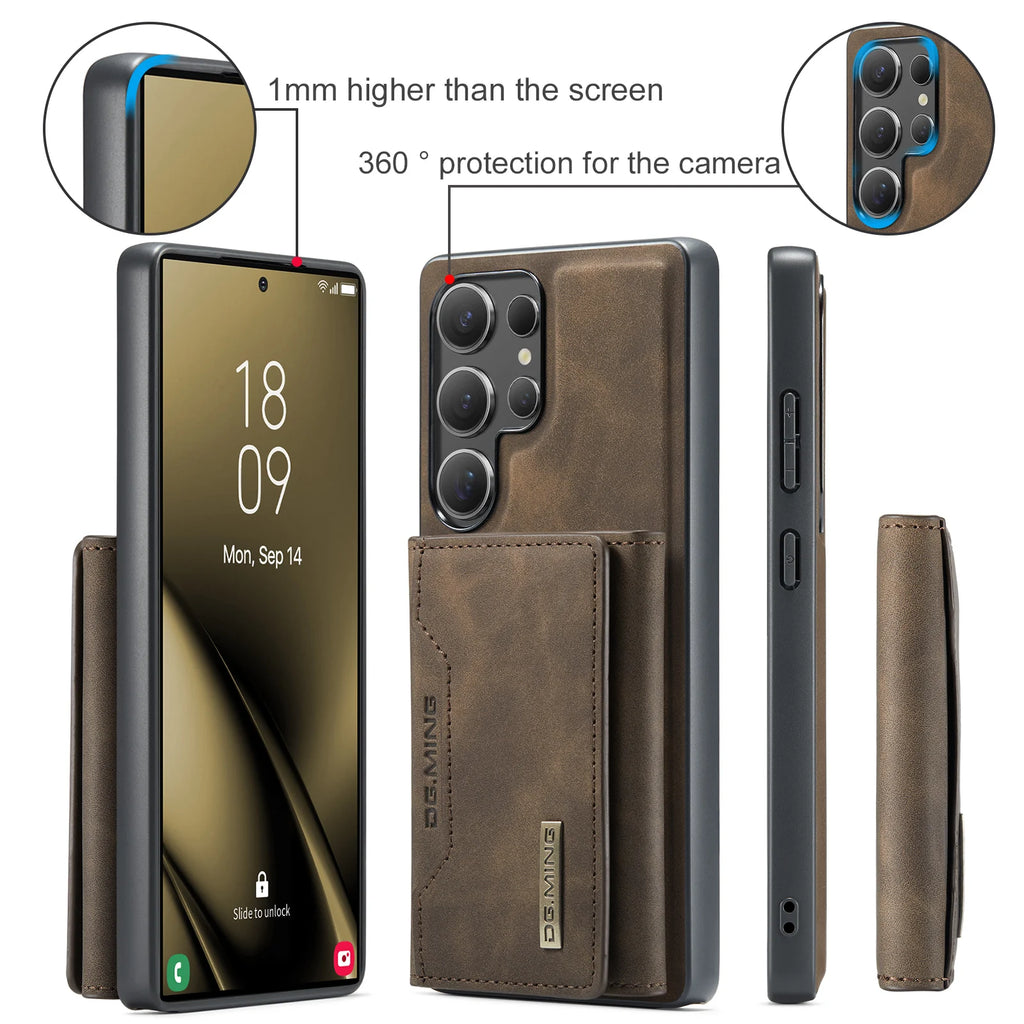 2 In 1 Case For Samsung Galaxy S26 S25 S24 S23 S22 Ultra S25 Edge A56 A36 A55 Wallet Magnetic Leather Card Holder Pocket Cover