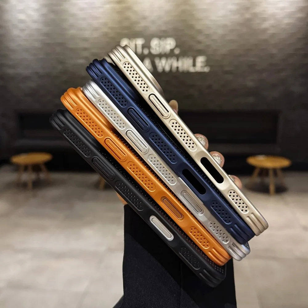 Breathable Cooling Heat Dissipation Phone Case For iPhone 17 16 15 14 Plus 13 12 Pro Max Magnetic Hard Back Cover For Magsafe