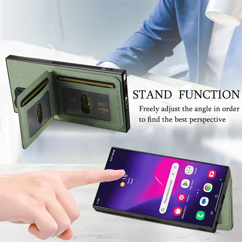 RFID-blocking Wallet with Card Holder Phone Case for Samsung S25 Ultra S24 S23 S22 Plus S21 FE A17 A07 A16 A26 A36 A56 5G Cover