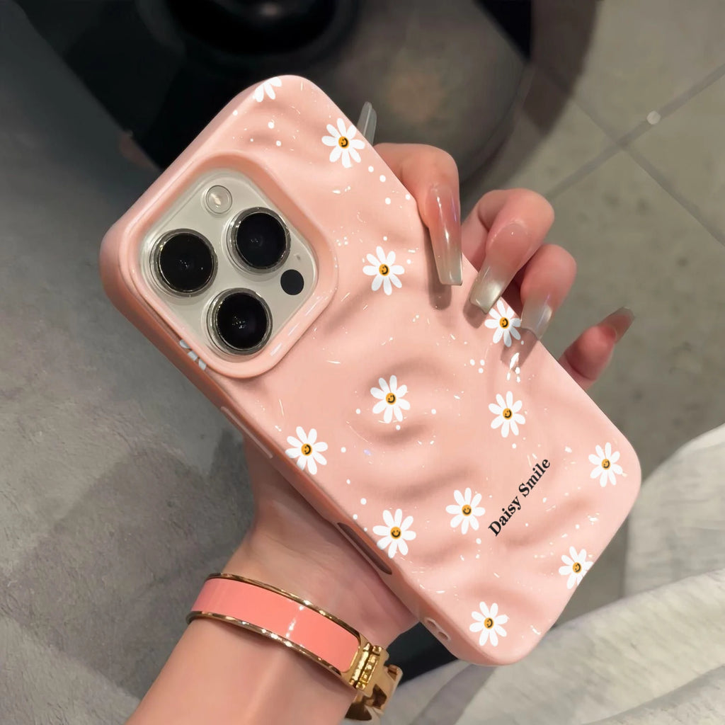 Daisy Flower Candy Color Phone Case For iPhone 15 Pro Max 16 17 14 13 Pro Max 13 12 11 Plus Soft ShockProof Fashion Luxury Funda