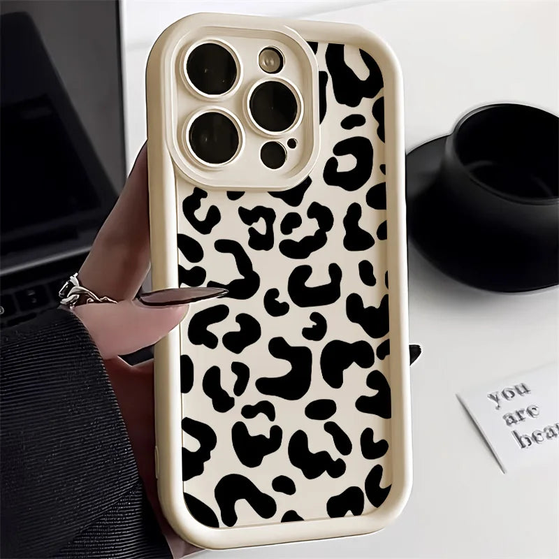Soft TPU Leopard Painted Phone Case For iPhone 17 16 Pro Max 11 13 15 14 12 Air 16E 17promax 16promax Shockproof Funda Cover