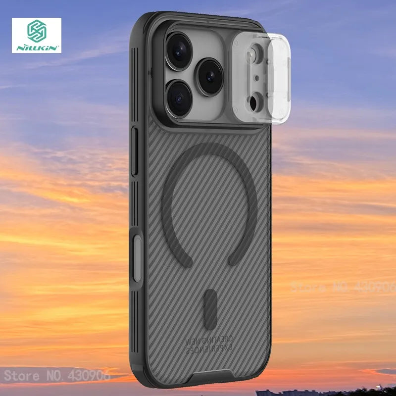 For iPhone 17 Pro Case NILLKIN Case Magnetic Camshield Case Lens Protection With Magnetic Suction Function Translucent