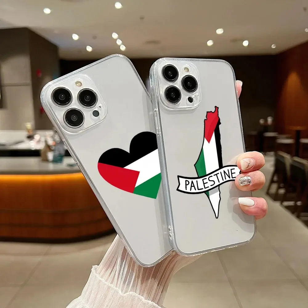 Palestine Flag Phone Case for iPhone 15 14 13 12 11 Pro Max 14 Plus X Xs Max XR SE 2020 8 7 Plus Soft Transparent Cover