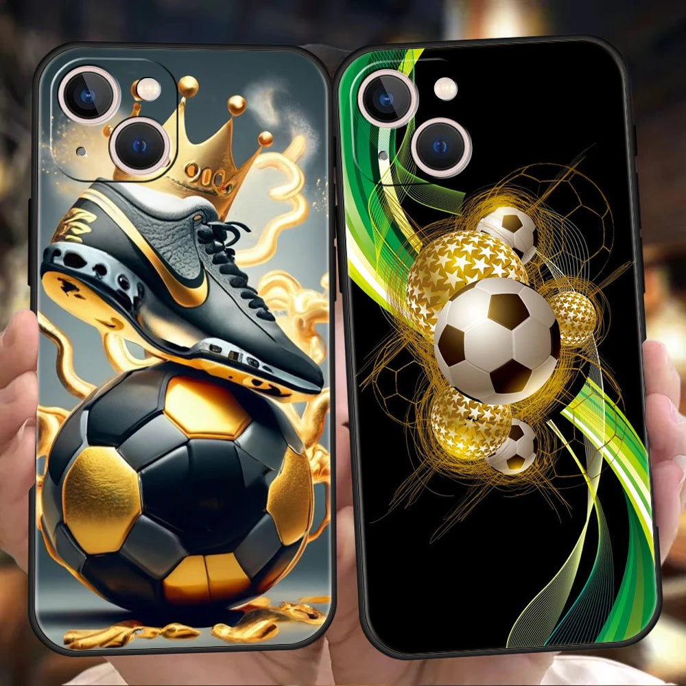Football Sport Phone Case Cover for iPhone 15 14 13 12 Pro Max XR XS X 11 7 8 Plus SE 2020 13 Mini Silicone Soft Shell Capas Bag