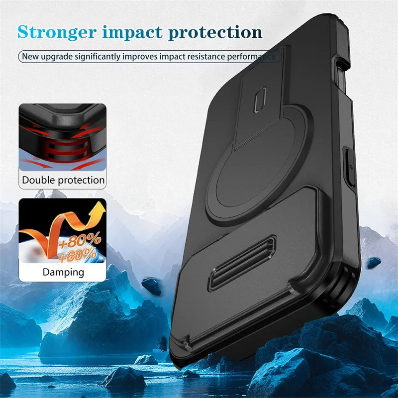 Armor Funda For iPhone 17 Pro Max Case Slide Camera Lens Protector Coque For iPhone17 Pro Air 17Pro Max Wireless Charging Cover