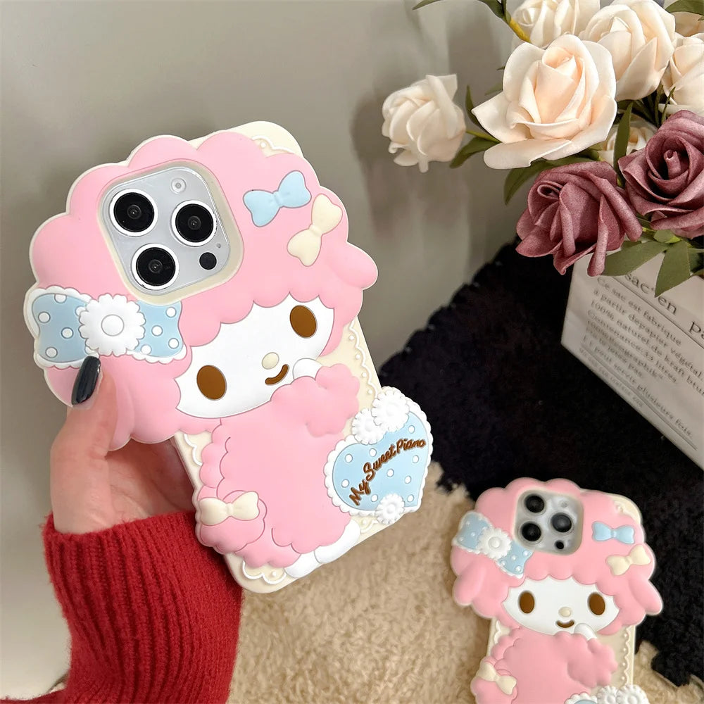 Kawaii Sanrio Cartoon My Sweet Piano My Melody Phone Case For iphone 17 16 Pro Max 15 14 13 12 Pro Max Soft Silicone Cover