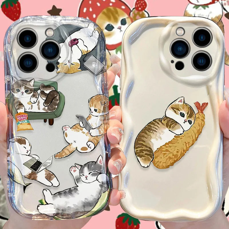 Mofusand Case for iPhone 16 15 14 Pro Max 13 12 Mini 11 XS X XR 8 7 Plus SE 2022 2020 Soft Silicone Shockproof Back Cover Funda