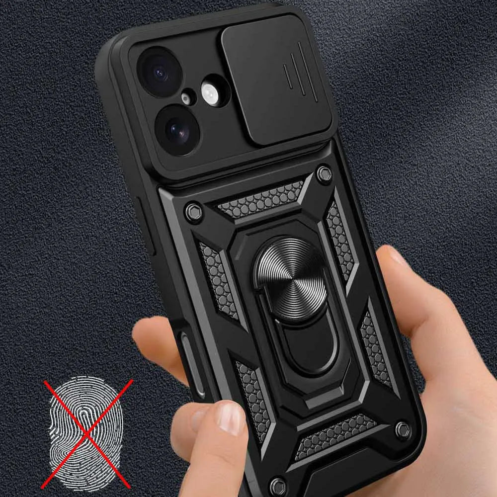 Case For iPhone 16 15 14 13 Pro Max 12 11 Pro 17 Xs Max XR 16 15 14 Plus 13 12 Mini Slide Camera Protector 360 Ring Armor Cover
