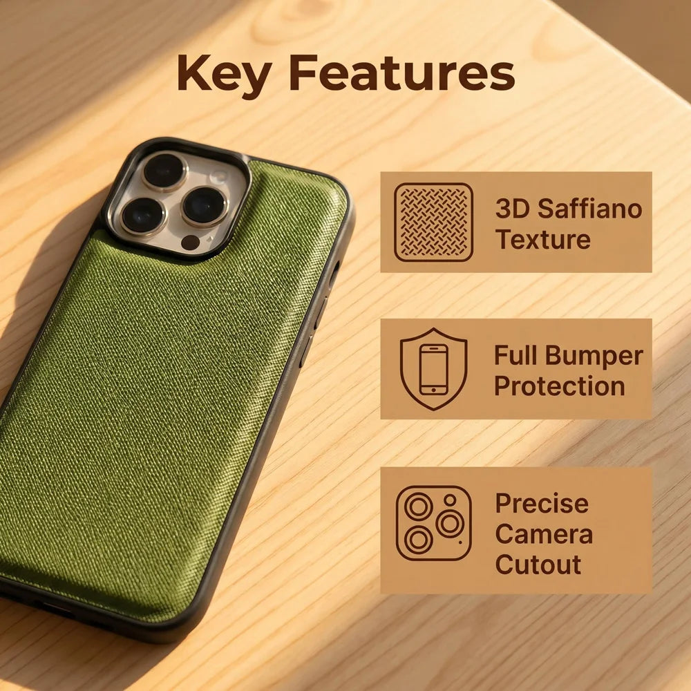 Stylish Luxury Saffiano PU Leather Phone Case Multi Trendy Colors Slim Fashion Shockproof Cover For iPhone 18 17 16 15 14 Series
