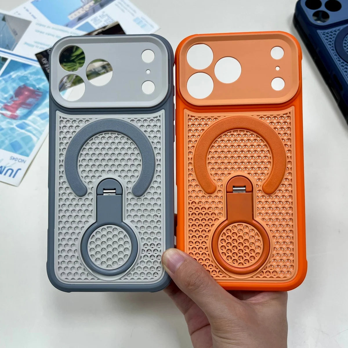 360° Rotate Bracket Heat Dissipation Case For iPhone 17 Air 16 15 14 Plus 13 12 11 Pro Max For Magsafe Magnetic Breathable Cover