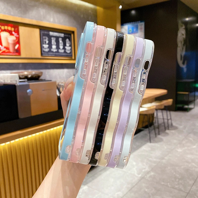 Cute Candy Color Transparent Wave Magnetic Case for iPhone 17 16 15 14 13 12 11 Pro Max for Magsafe Bumper Anti-fall Cover Case
