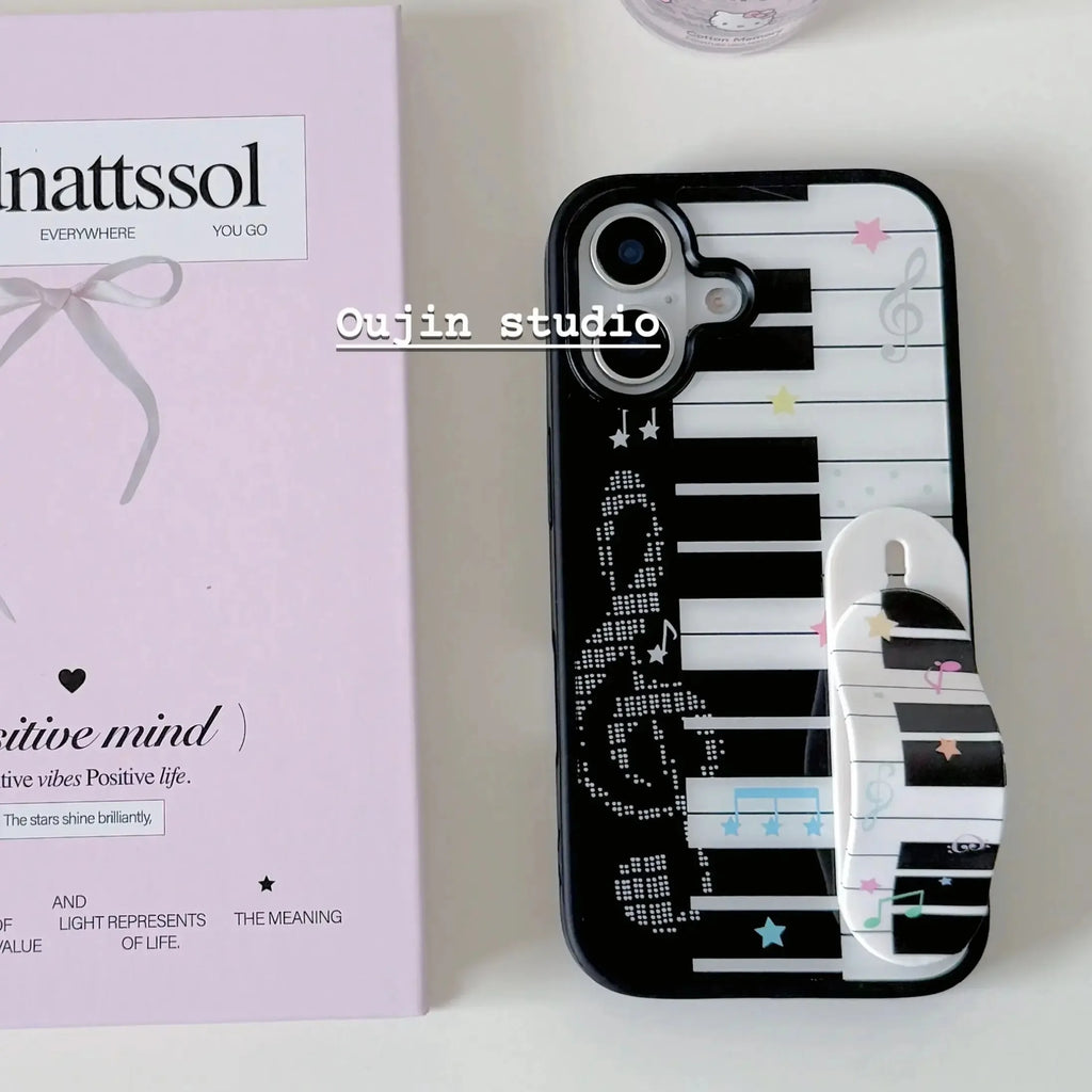 Korean Ins Art Piano Key Notes Creative Exquisite Cute Phone Case For iPhone 17 16 15 14 13 12 11 Pro Max 14 15 Plus Y2K Cover
