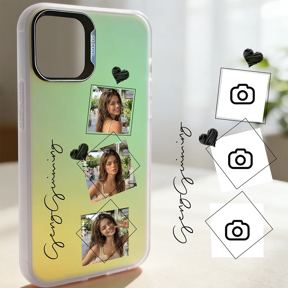 DIY Customized Photo Case Gradient For iPhone 17 16 15 14 13 12 11 Pro Max 7 8 Plus 17Air SE 2020 22 Shockproof Case Back Cover
