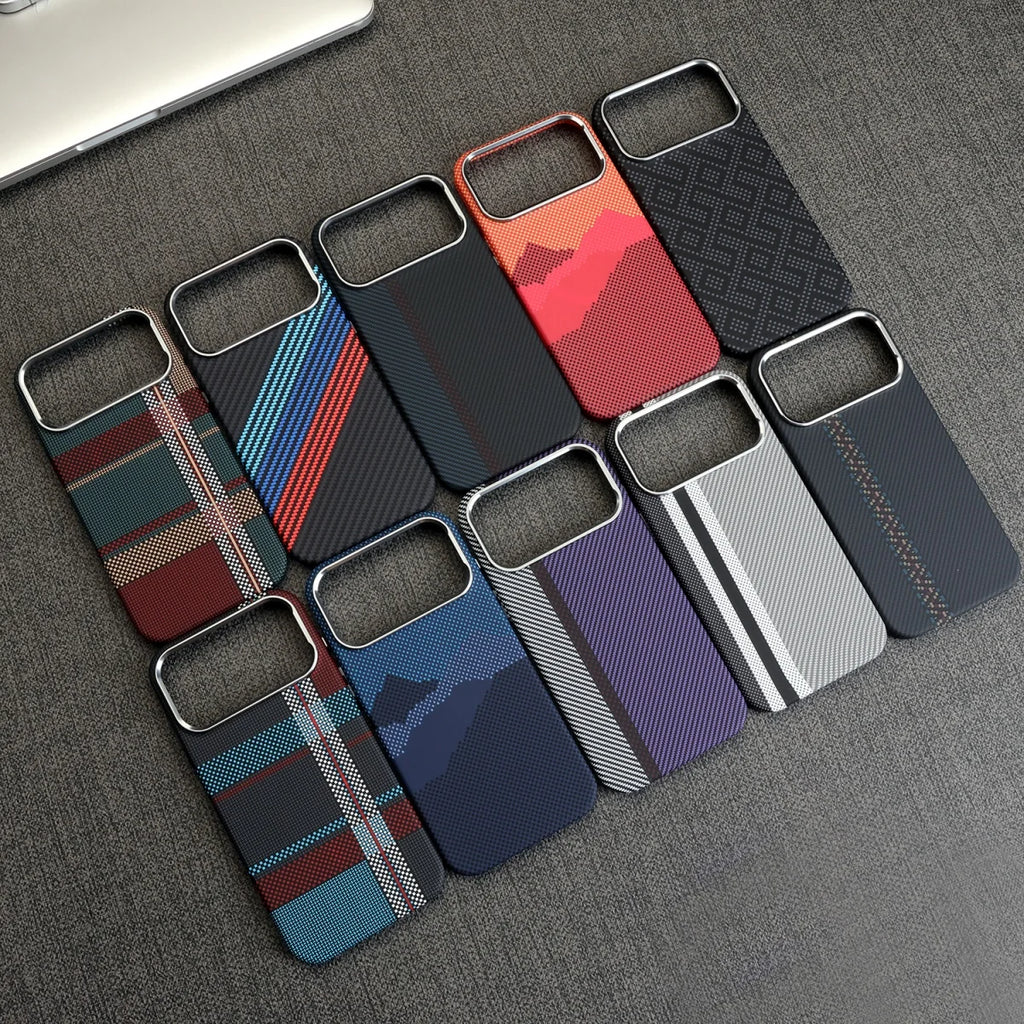 Luxury Kevlar Carbon Fiber Hard PC For Magsafe Phone Case For iPhone 17 Air 16 15 14 13 Pro Max Magnetic Wireless Charge Cover