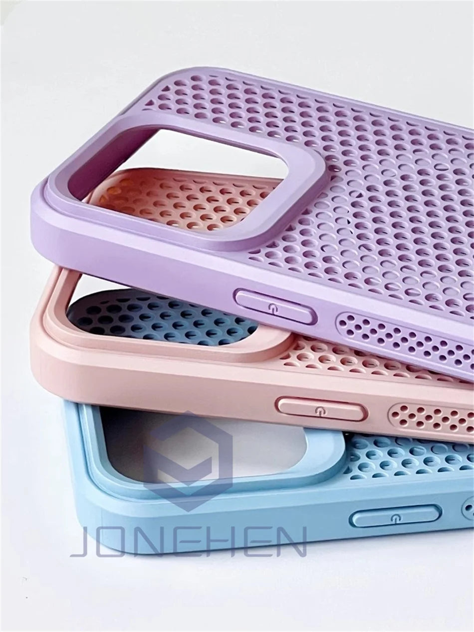 Heat Dissipation For Magsafe Magnetic Case For iPhone 16 15 14 13 12 17 Pro Max Luxury Cooling Breathable Wireless Charge Cover