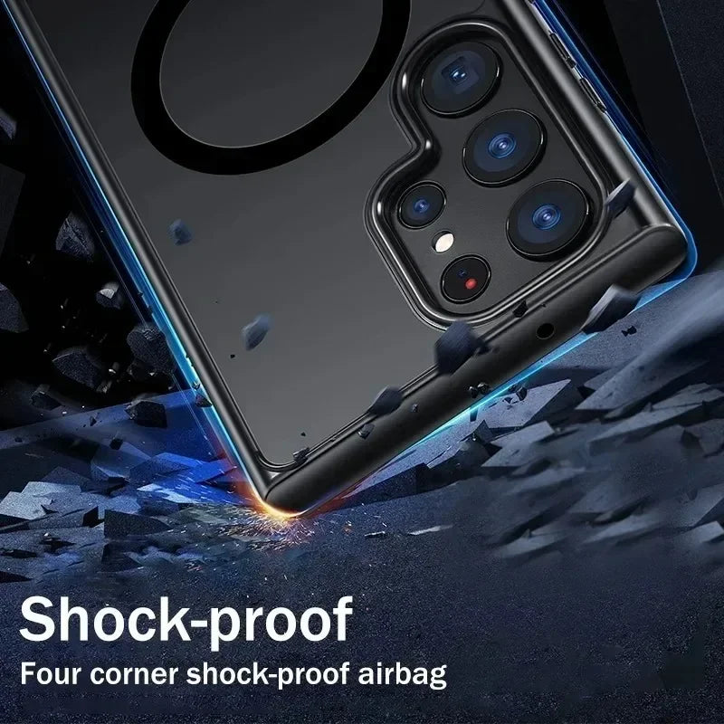 For Magsafe Translucent Case For Samsung Galaxy S26 S25 Edge S24 Ultra S23 S22+ FE Shockproof Magnetic Wireless Charging Cover