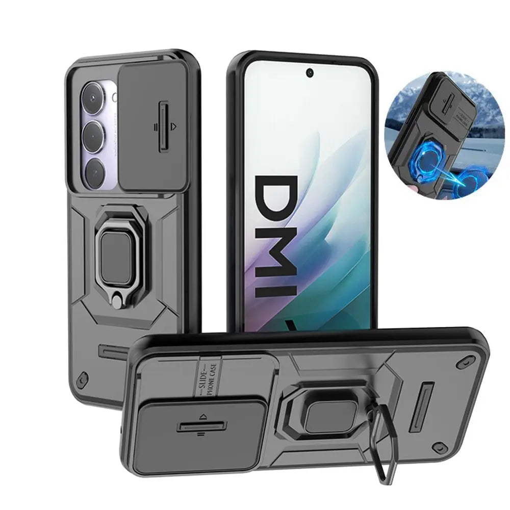 For Xiaomi Redmi 15 4G 171mm Case Slide Camera Protect Phone Case For Redmy 15 Redmi15 4G Magnetic Ring Holder Armor Back Cover