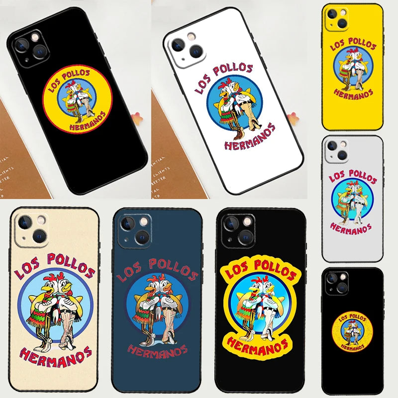 Chicken Los Pollos Hermanos Case For iPhone 13 12 11 14 15 16 Pro Max Mini XR XS X Plus Silicone Bumper Cover Capa