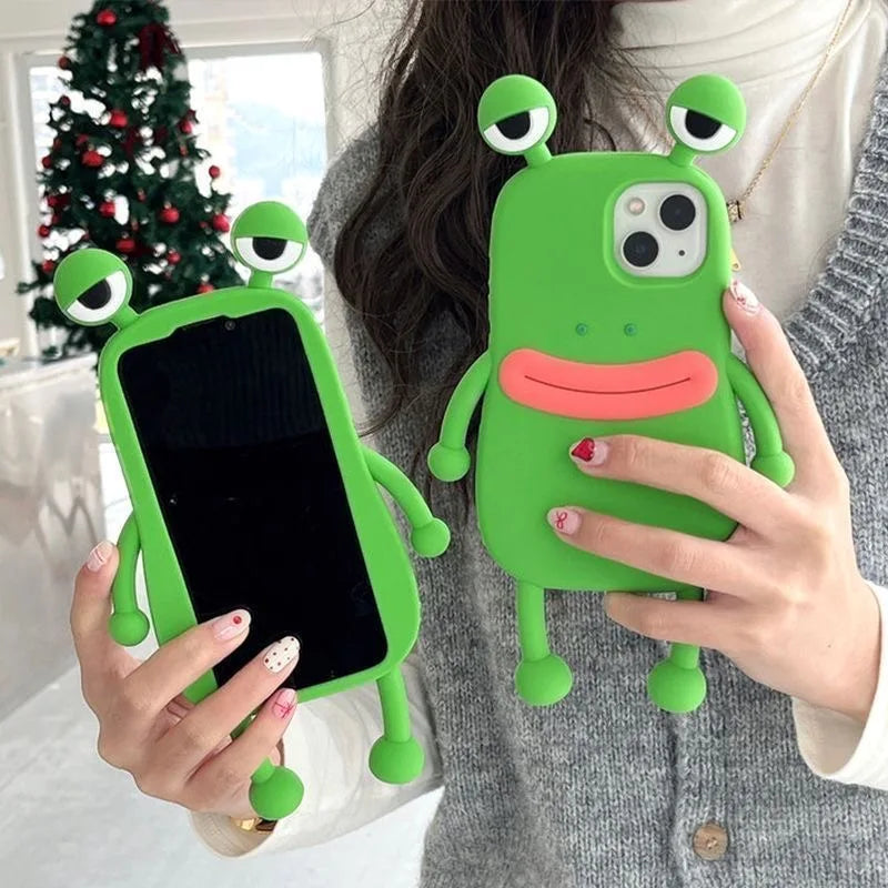 Funny Cute 3D Frog Soft Silicone Case protection For iPhone 14 13 11 12 15 16 17 Pro Max 6 7 8 Plus X XS Max Coque