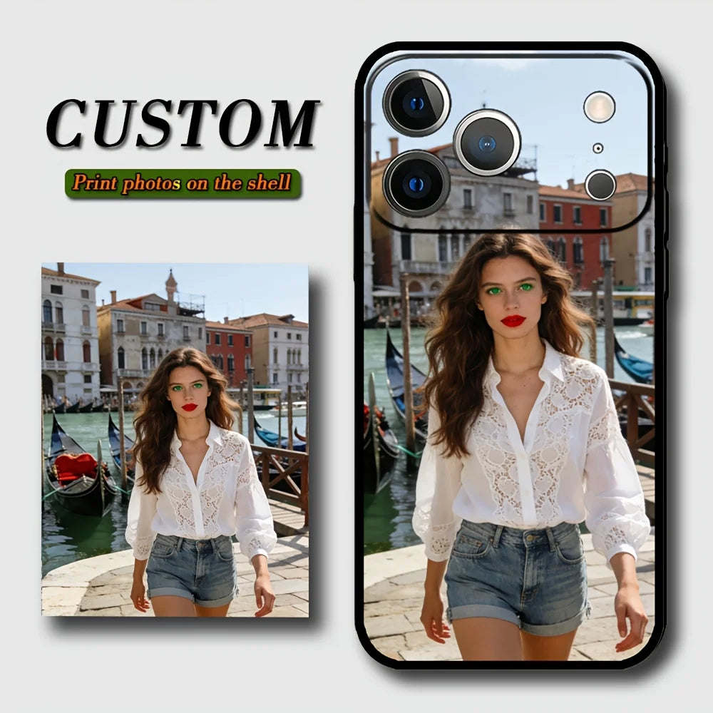 Custom Case for iPhone 17 Pro Max 16 15 14 Plus 12 13 Mini 17Air 16E XR 7 8 SE 2020 2022 X XS Black Soft Case