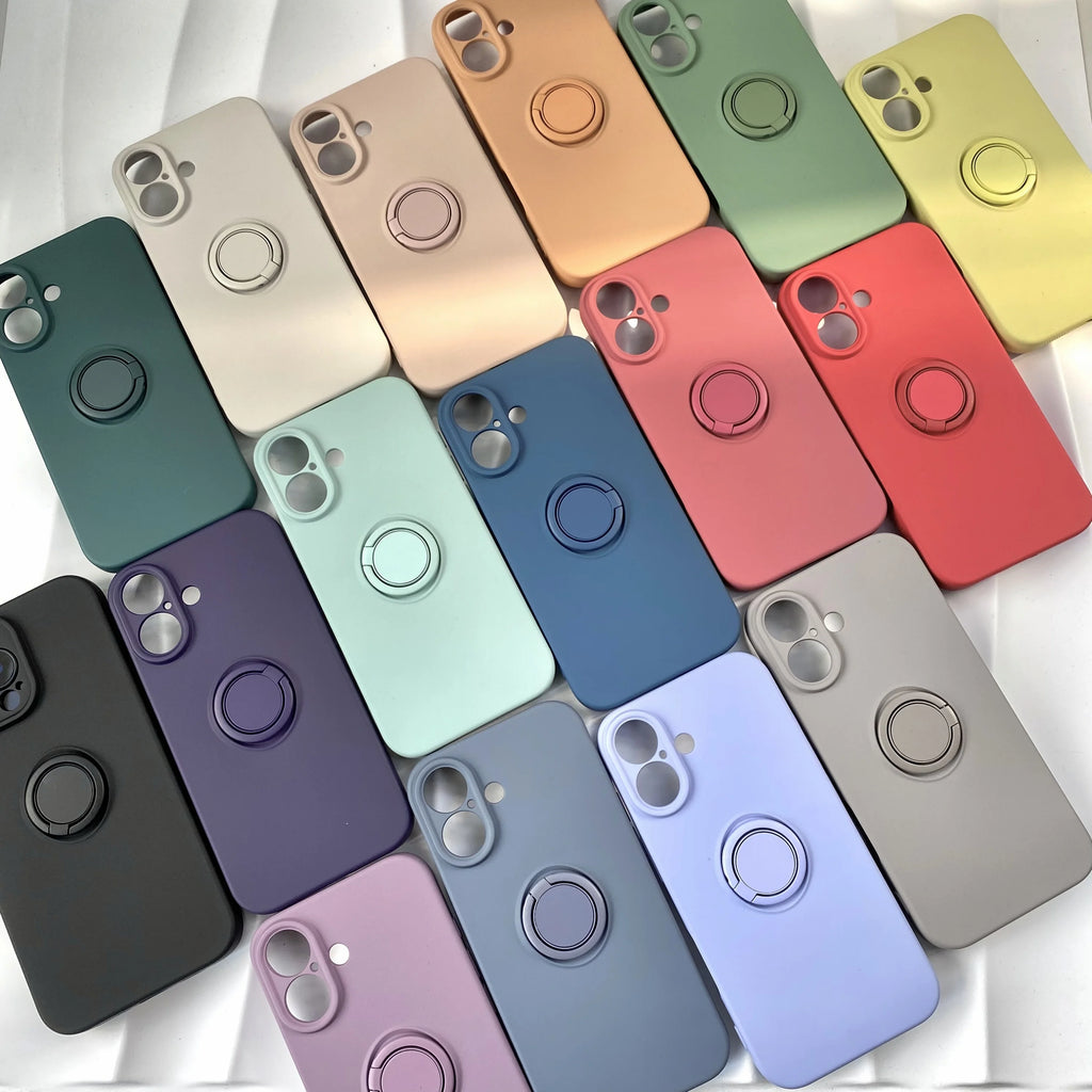 Original Liquid Silicone Magnetic With Ring Holder Phone Case For iPhone 11 12 13 14 15 16 17 Air Pro Max Plus Shockproof Cover
