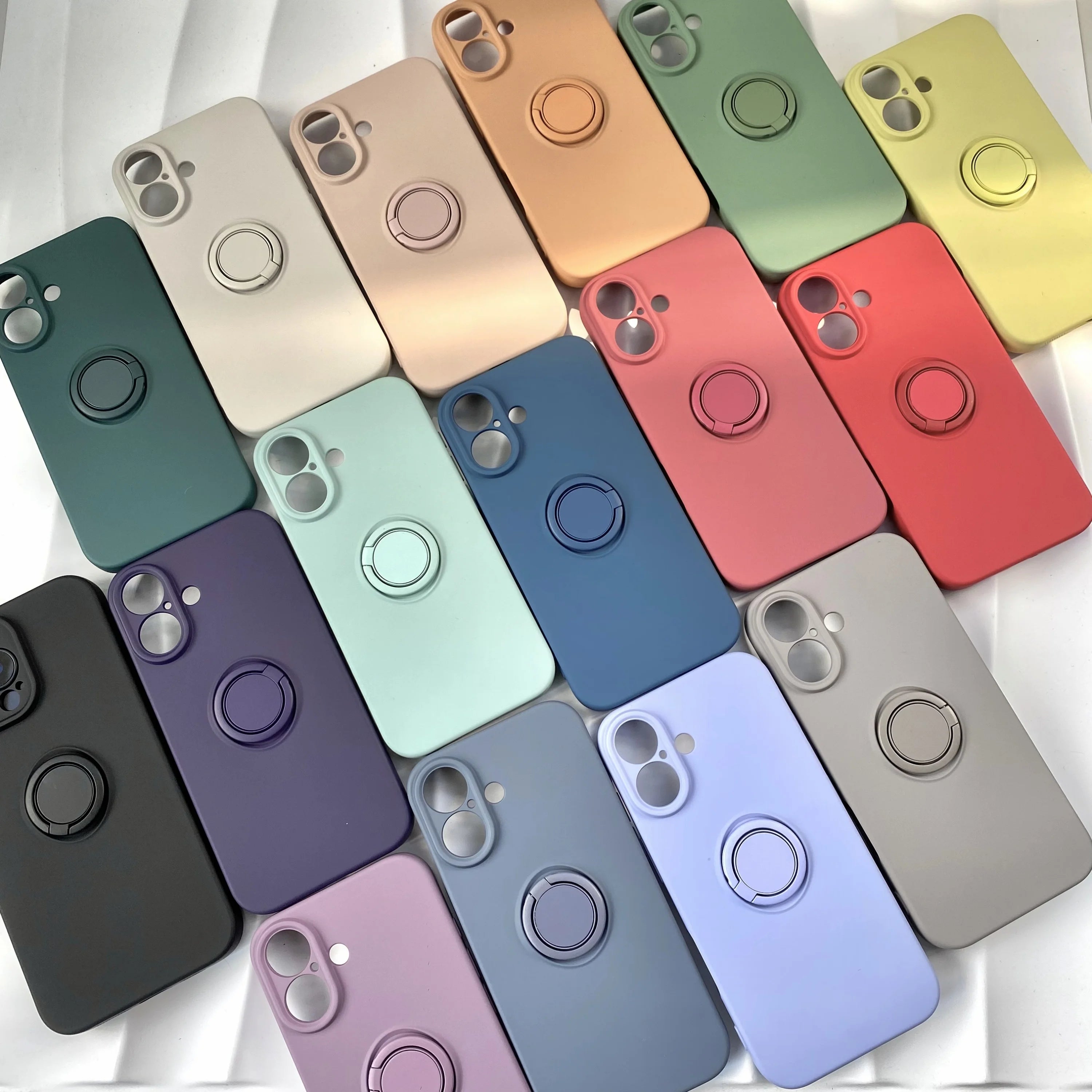 Original Liquid Silicone Magnetic With Ring Holder Phone Case For iPhone 11 12 13 14 15 16 17 Air Pro Max Plus Shockproof Cover