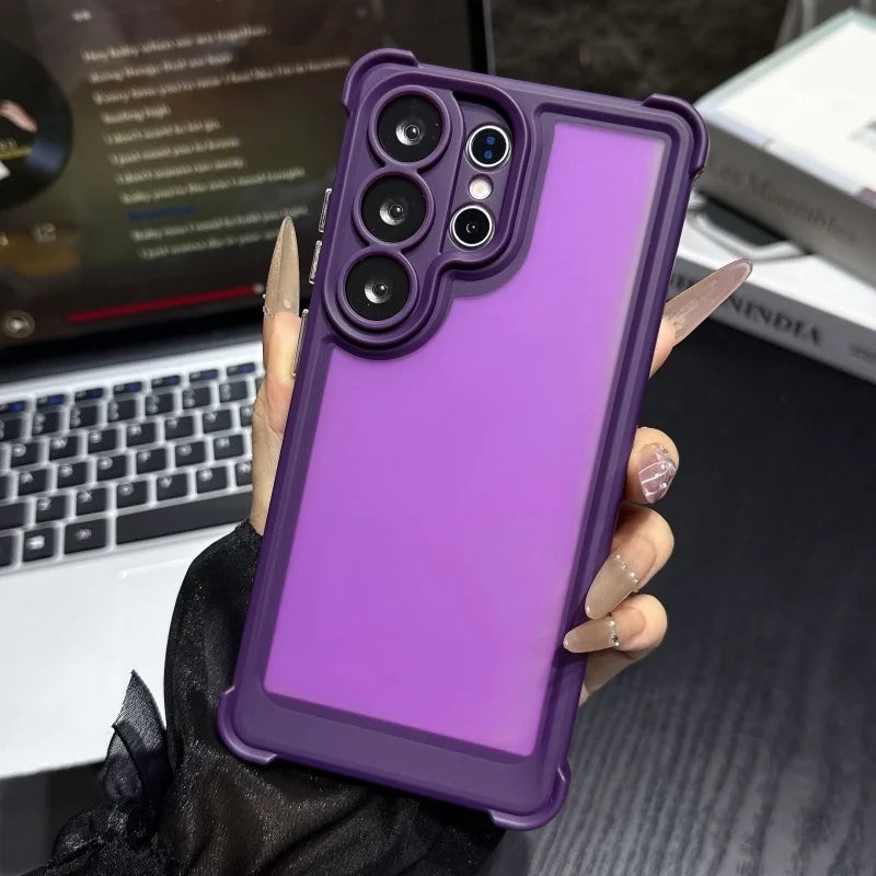 Shockproof Clear Matte Military Armor Case For Samsung Galaxy S26 S25 S24 Plus Ultra Hybrid Translucent Protective Frame Cover