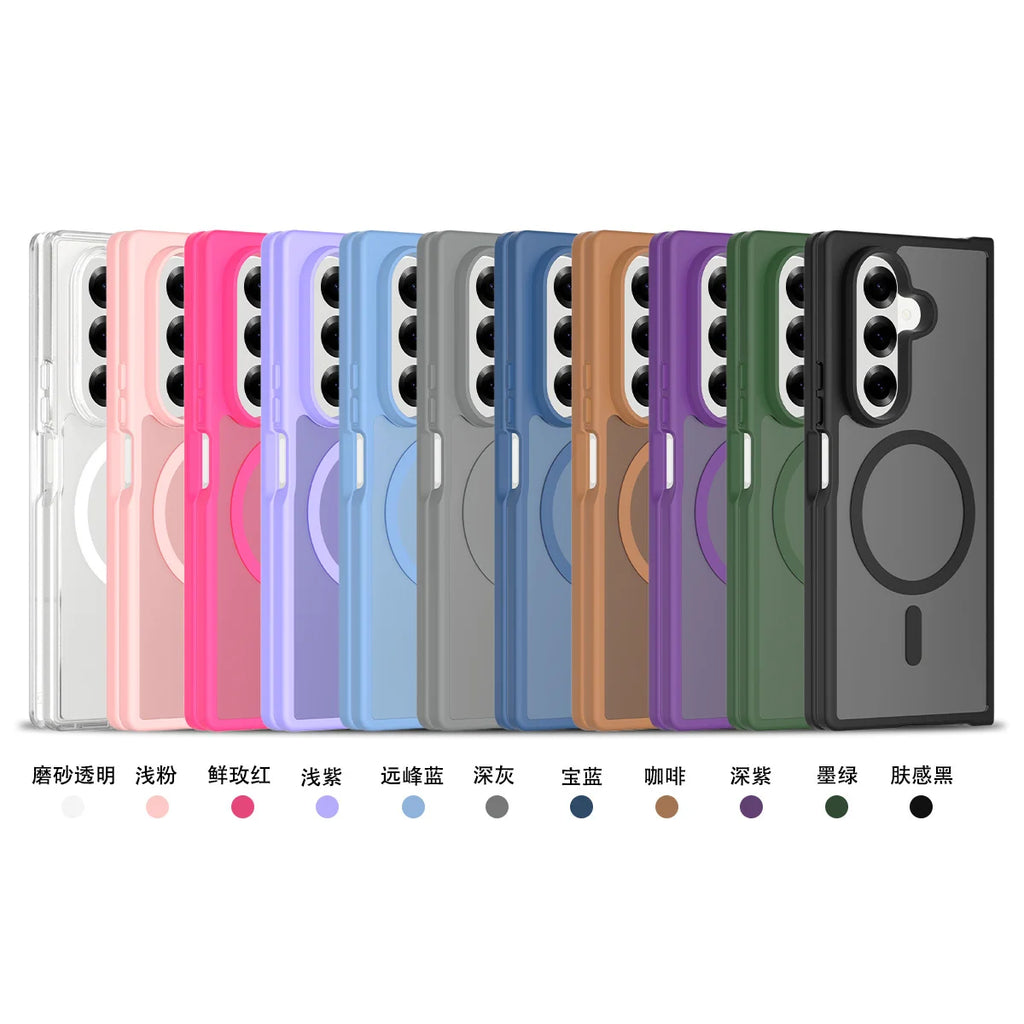 for Magsafe Wireless Charging Phone Case for Samsung Galaxy Z Fold 6 7 Fold6 Fold7 Translucent Shockproof Magnetic Cover