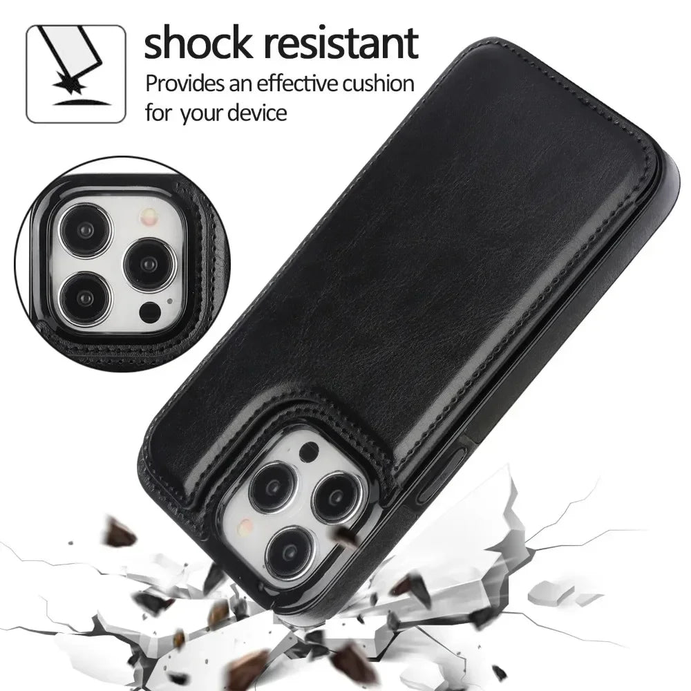 Wallet Flip Phone Case For iPhone 16 15 Pro Max 14 11 13 12 Mini XR 7 8 Plus SE 2020 2022 Card Slots Holder PU Leather Cover