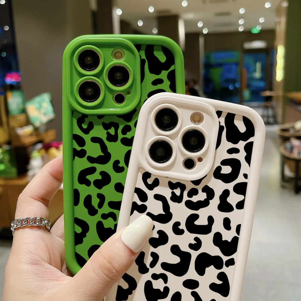 Soft TPU Leopard Painted Phone Case For iPhone 17 16 Pro Max 11 13 15 14 12 Air 16E 17promax 16promax Shockproof Funda Cover