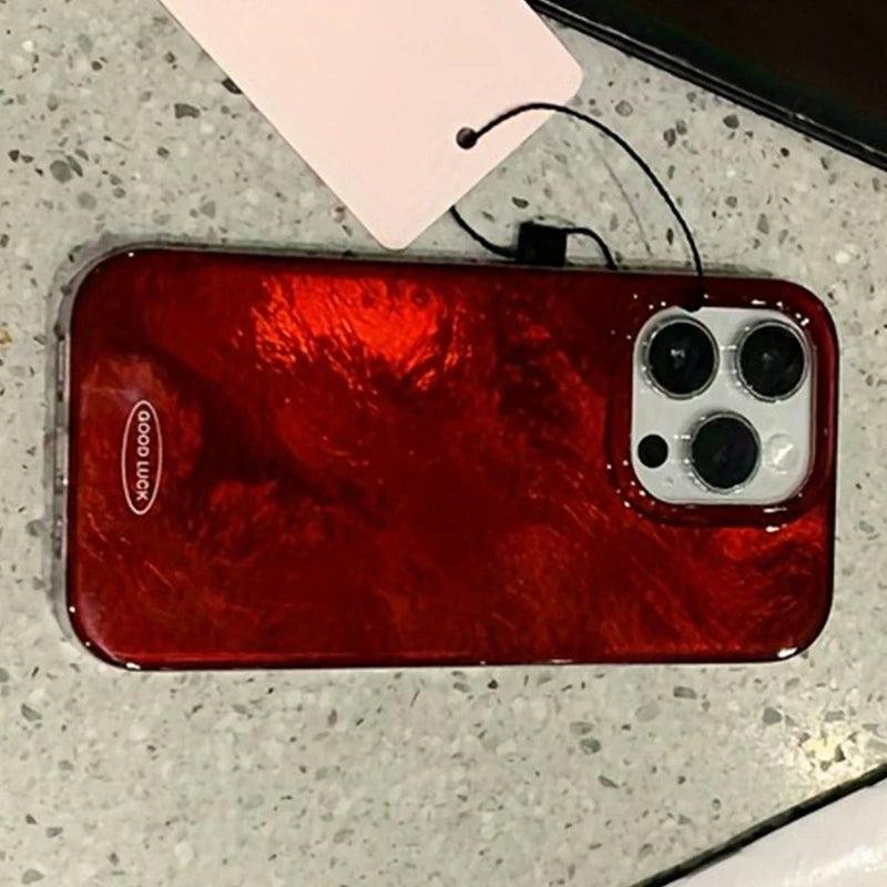 Retro Red Amber Glacier Texture Phone Case For iPhone 17 16 15 14 13 12 11 Pro Max Air Cover For iPhone XS X XR 7 8 Plus Fundas