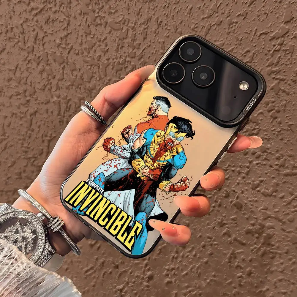 I-Invincible Cartoon Popular Phone Case For iPhone 17 16 15 14 13 12 11 Pro Max Designer Matte Laser Aurora Funda Phone Case