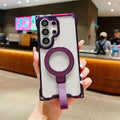 Acrylic Clear Magnetic Stand Strap Phone Case for Samsung Galaxy S26 S25 S23 Ultra S24 Plus for Magsafe Airbags Shockproof Cover