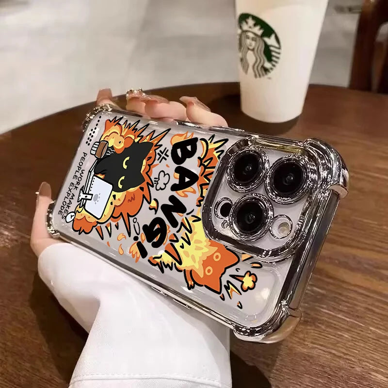Working Cute Black Cat Case For OPPO Realme 15 15T 14 13 Pro C85 Pro C71 C75 C53 C55 C33 C35 C15 5G Shockproof Phone Casing