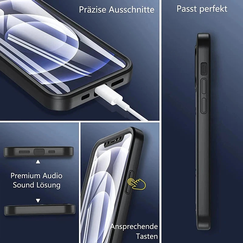 360 Degree Case For iPhone 16 15 11 13 12 14 Pro Max XS Max XR 14 15 16 Plus Built-in Screen Protection Phone Cases Clear Cover