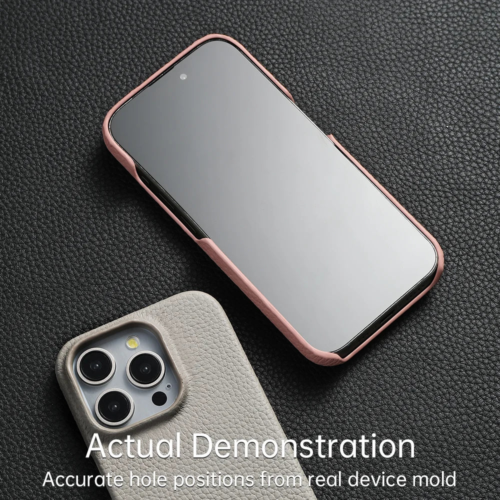 LANGSIDI Cowhide Genuine Leather for Magsafe Case for iPhone 15 16 17 Pro Max Air 17Pro 16Pro Lens Protective Shockproof Cover