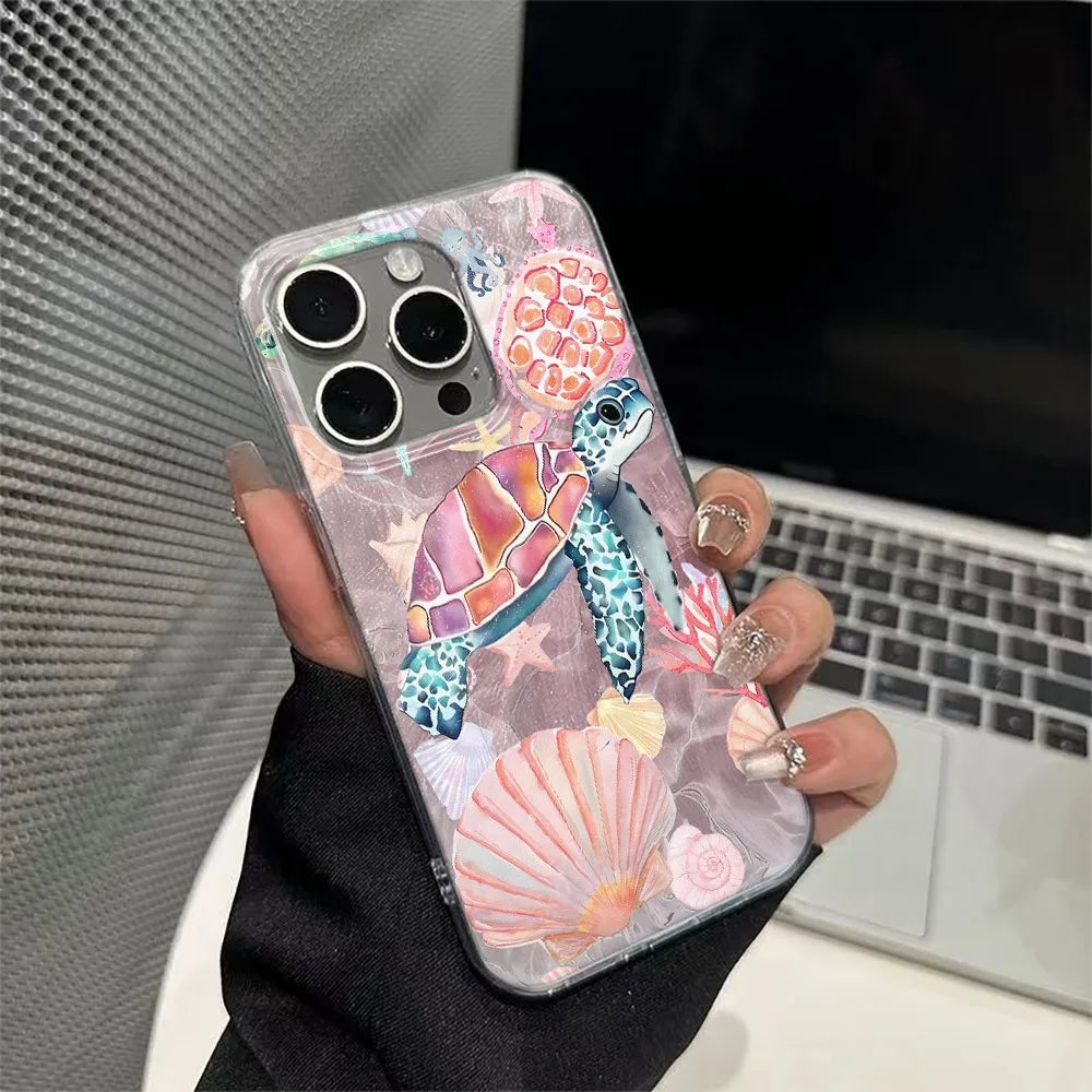 Colorful Painted Sea Turtle Phone Case for Samsung Galaxy A17 A56 A36 A26 A73 A72 A55 A54 A53 A52 A34 A33 A32 A23 A14 A13 4G 5G